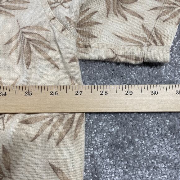 LL Bean Button Up Shirt Mens XXL Hawaiian Cotton Short Sleeve Leaves 2XL - Picture 10 of 12